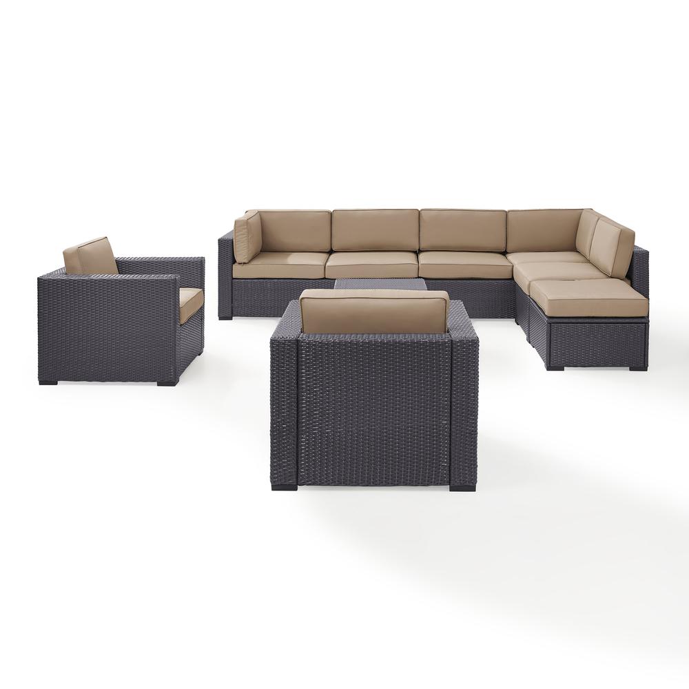 Biscayne 7Pc Outdoor Wicker Sectional Set Mocha/Brown - Armless Chair, Coffee Table, Ottoman, 2 Loveseats, & 2 Arm Chairs. Picture 2