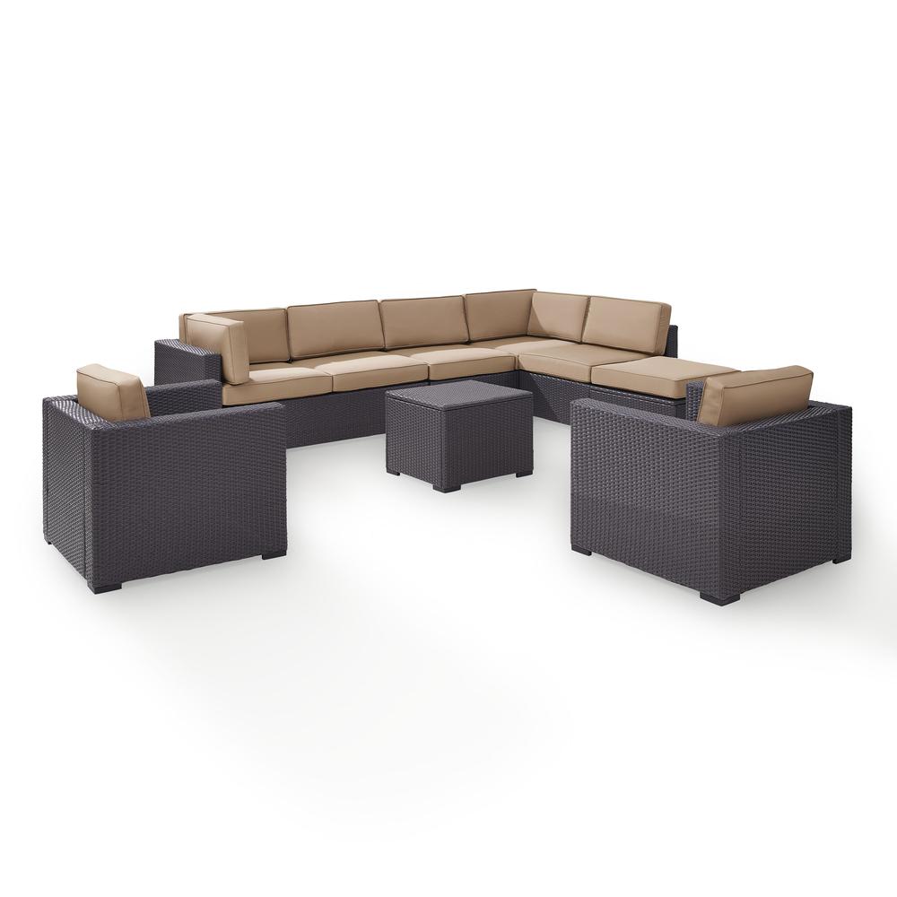 Biscayne 7Pc Outdoor Wicker Sectional Set Mocha/Brown - Armless Chair, Coffee Table, Ottoman, 2 Loveseats, & 2 Arm Chairs. Picture 3
