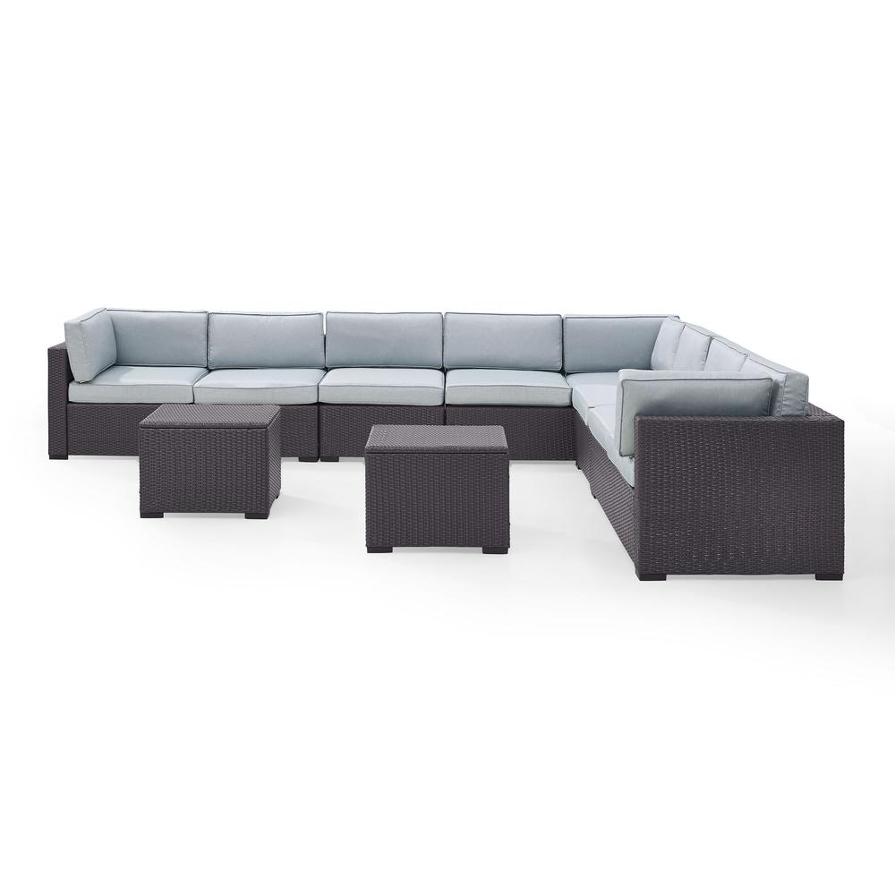 Biscayne 7Pc Outdoor Wicker Sectional Set Mist - 3 Loveseats, 2 Armless Chair, & 2 Coffee Tables. Picture 2