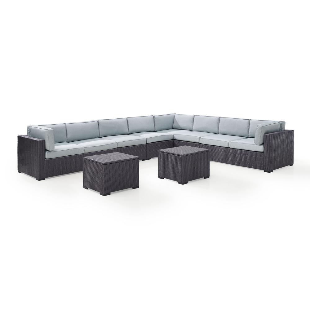Biscayne 7Pc Outdoor Wicker Sectional Set Mist - 3 Loveseats, 2 Armless Chair, & 2 Coffee Tables. Picture 3