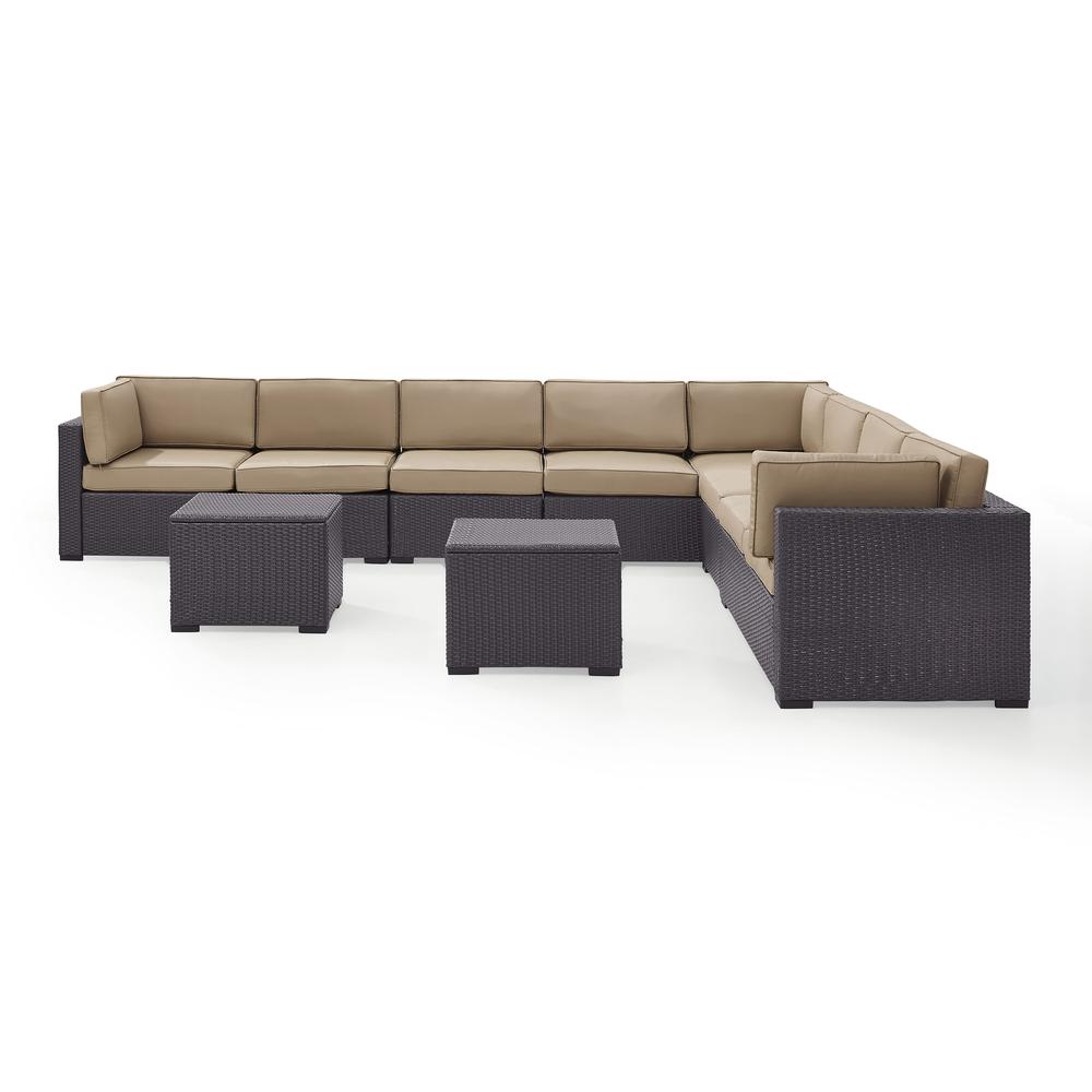 Biscayne 7Pc Outdoor Wicker Sectional Set Mocha/Brown - 3 Loveseats, 2 Armless Chair, & 2 Coffee Tables. Picture 2