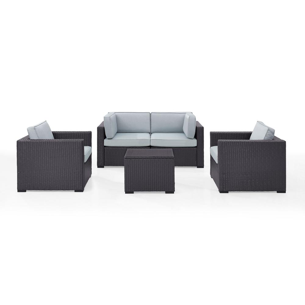 Biscayne 5Pc Outdoor Wicker Conversation Set Mist/Brown - Coffee Table, 2 Armchairs, & 2 Corner Chairs. Picture 2