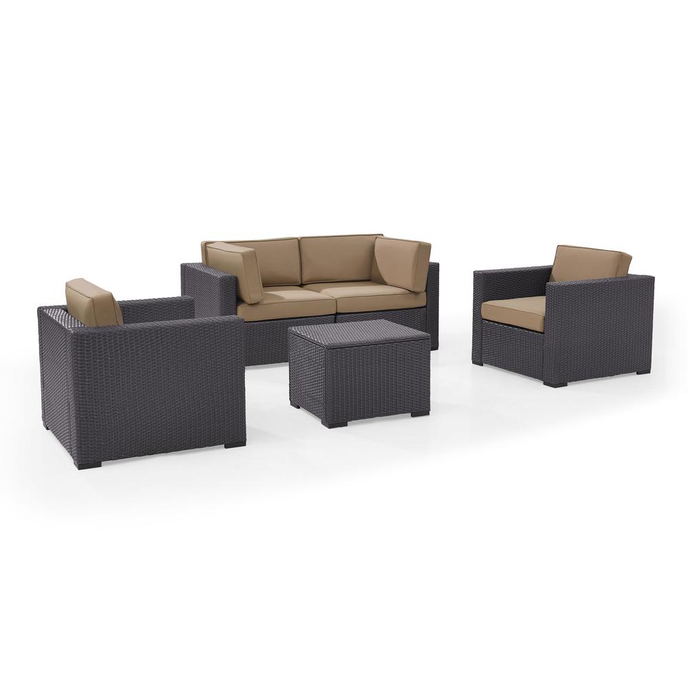 Biscayne 5Pc Outdoor Wicker Sectional Set Mocha/Brown - 2 Armchairs, 2 Corner Chair, Coffee Table. Picture 3