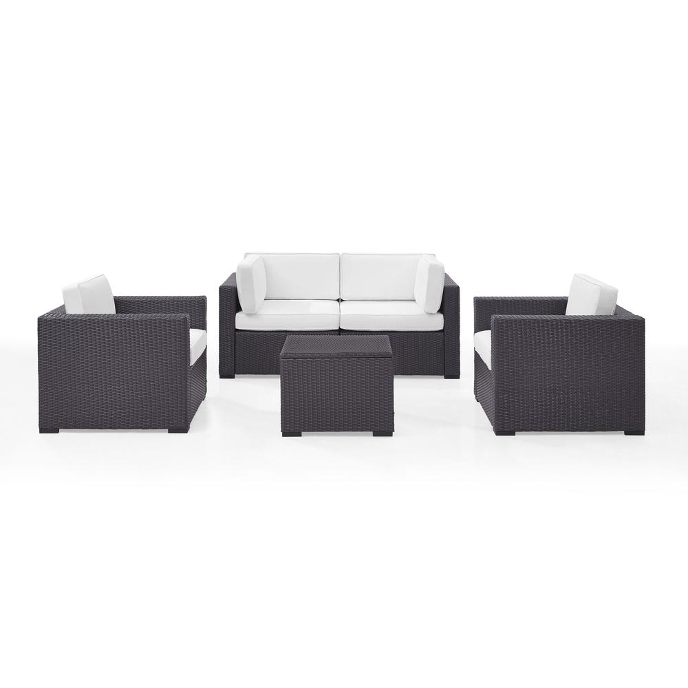 Biscayne 5Pc Outdoor Wicker Sectional Set White/Brown - 2 Armchairs, 2 Corner Chair, Coffee Table. Picture 2