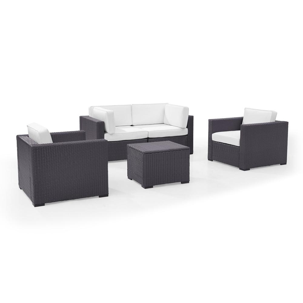 Biscayne 5Pc Outdoor Wicker Sectional Set White/Brown - 2 Armchairs, 2 Corner Chair, Coffee Table. Picture 3