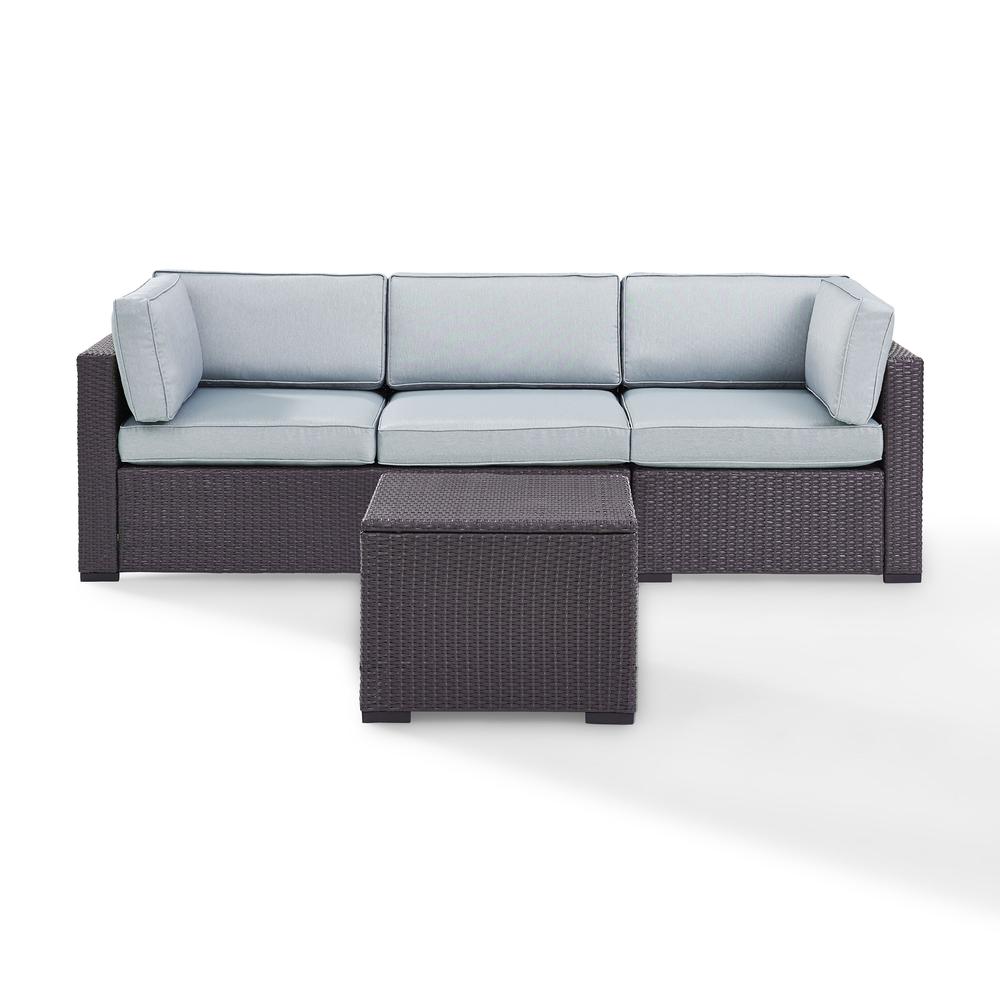 Biscayne 3Pc Outdoor Wicker Sectional Set Mist/Brown - Loveseat, Corner, Coffee Table. Picture 2