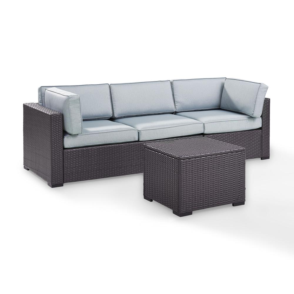 Biscayne 3Pc Outdoor Wicker Sectional Set Mist/Brown - Loveseat, Corner, Coffee Table. Picture 3