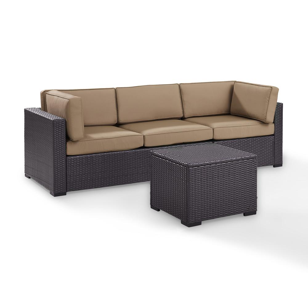 Biscayne 3Pc Outdoor Wicker Sectional Set Mocha/Brown - Loveseat, Corner, Coffee Table. Picture 3