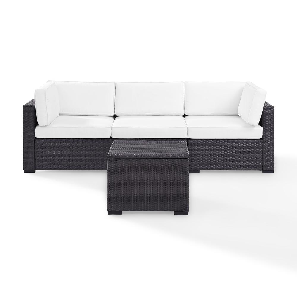 Biscayne 3Pc Outdoor Wicker Sofa Set White/Brown - Loveseat, Corner Chair, & Coffee Table. Picture 2