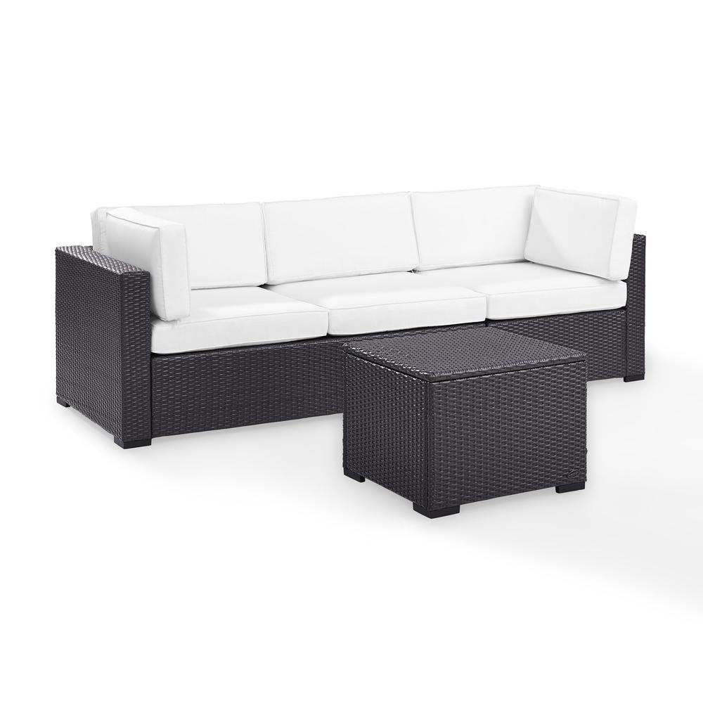 Biscayne 3Pc Outdoor Wicker Sectional Set White/Brown - Loveseat, Corner, Coffee Table. Picture 3