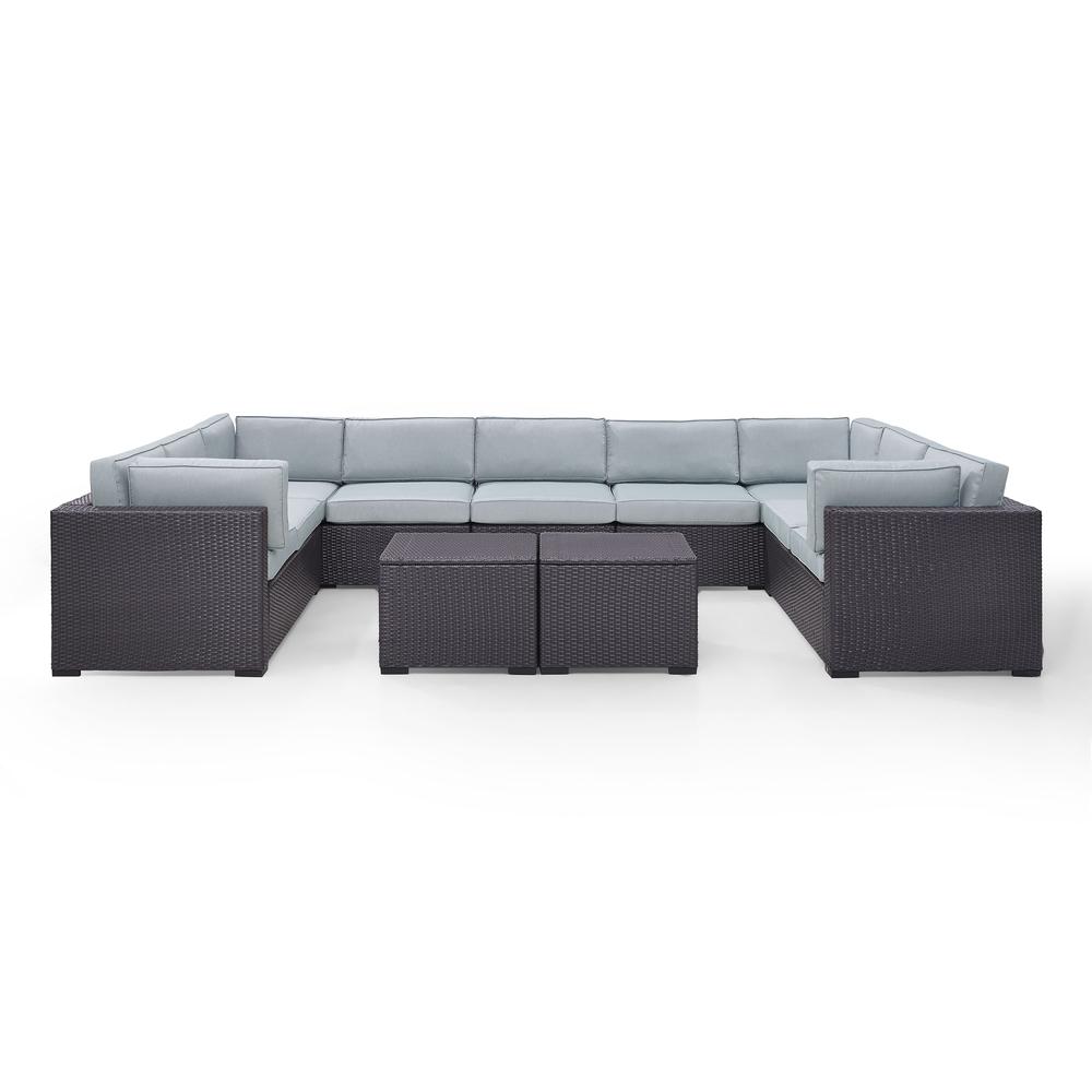 Biscayne 7Pc Outdoor Wicker Sectional Set Mist/Brown - Armless Chair, 4 Loveseats, & 2 Coffee Tables. Picture 2
