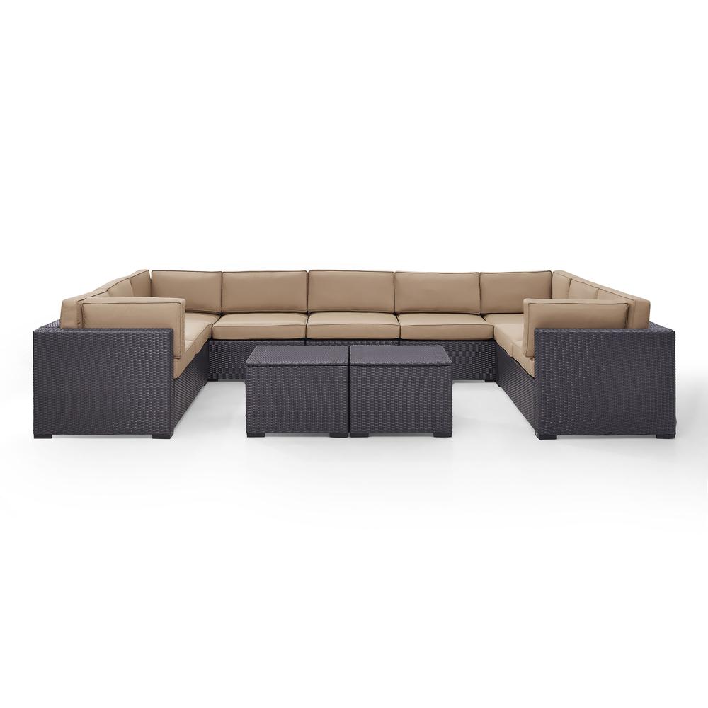 Biscayne 7Pc Outdoor Wicker Sectional Set Mocha/Brown - 4 Loveseats,  Armless Chair, 2 Coffee Tables. Picture 2