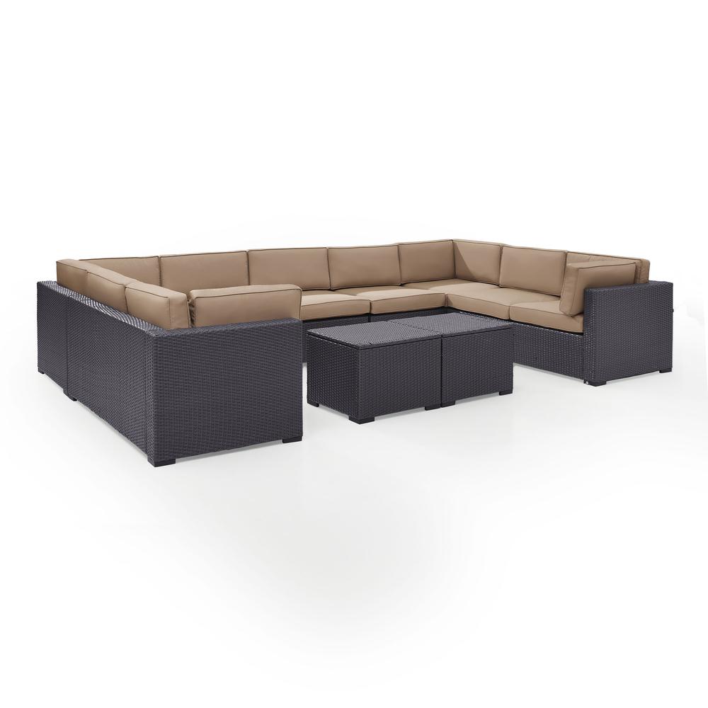 Biscayne 7Pc Outdoor Wicker Sectional Set Mocha/Brown - 4 Loveseats,  Armless Chair, 2 Coffee Tables. Picture 3