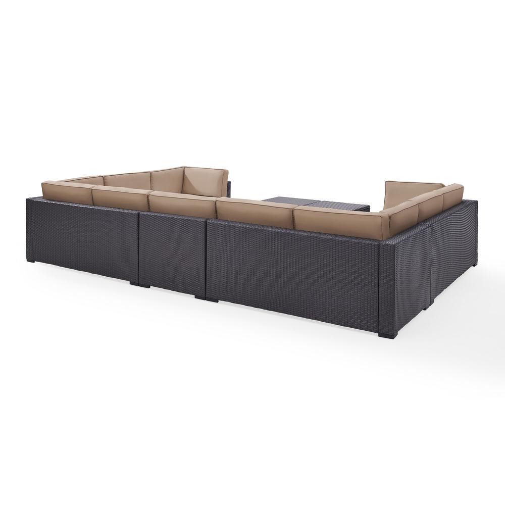 Biscayne 7Pc Outdoor Wicker Sectional Set Mocha/Brown - 4 Loveseats,  Armless Chair, 2 Coffee Tables. Picture 4