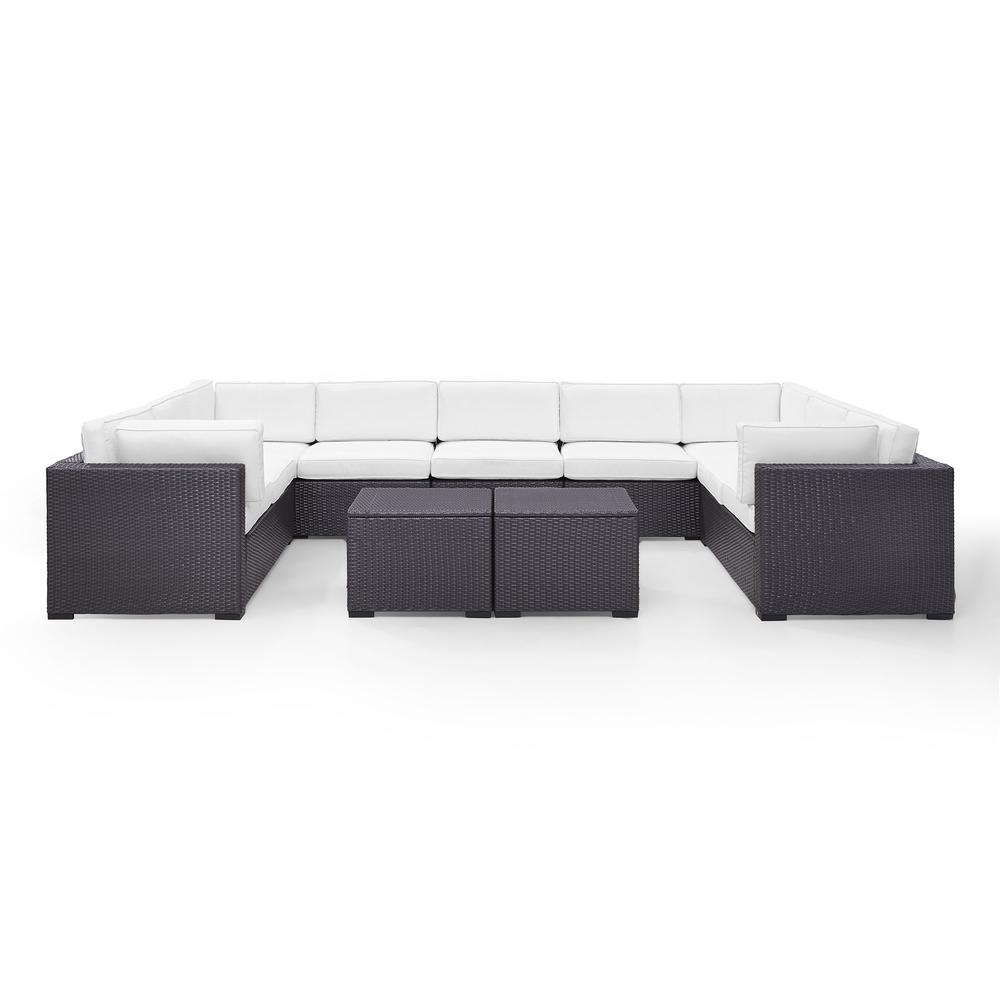 Biscayne 7Pc Outdoor Wicker Sectional Set White/Brown - Armless Chair, 4 Loveseats, & 2 Coffee Tables. Picture 2