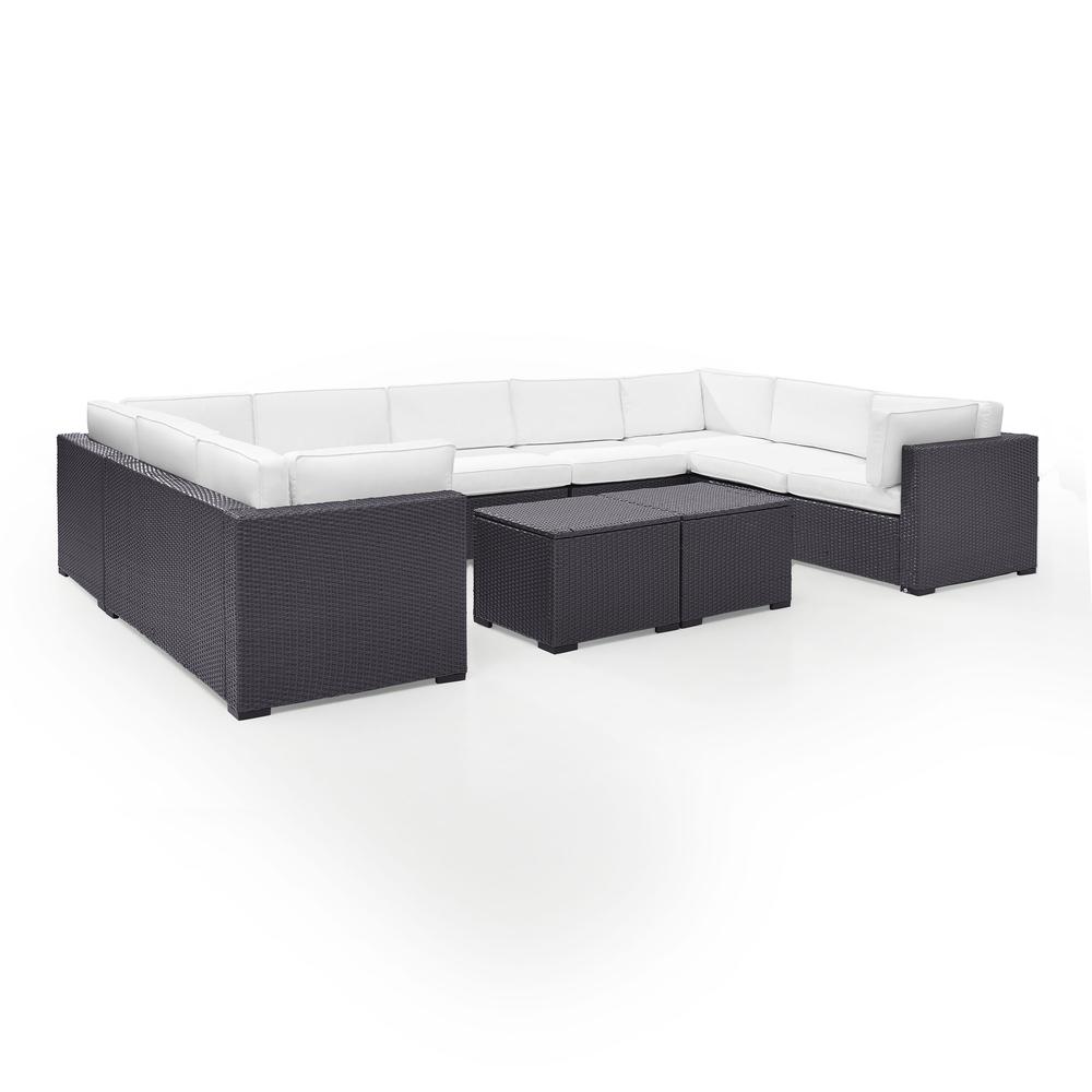 Biscayne 7Pc Outdoor Wicker Sectional Set White/Brown - Armless Chair, 4 Loveseats, & 2 Coffee Tables. Picture 3