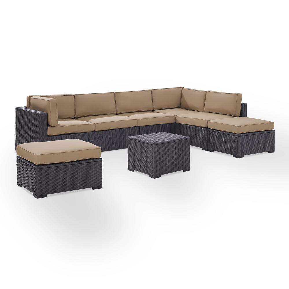 Biscayne 6Pc Outdoor Wicker Sectional Set Mocha/Brown - Armless Chair, Coffee Table, 2 Loveseats, & 2 Ottomans. Picture 3