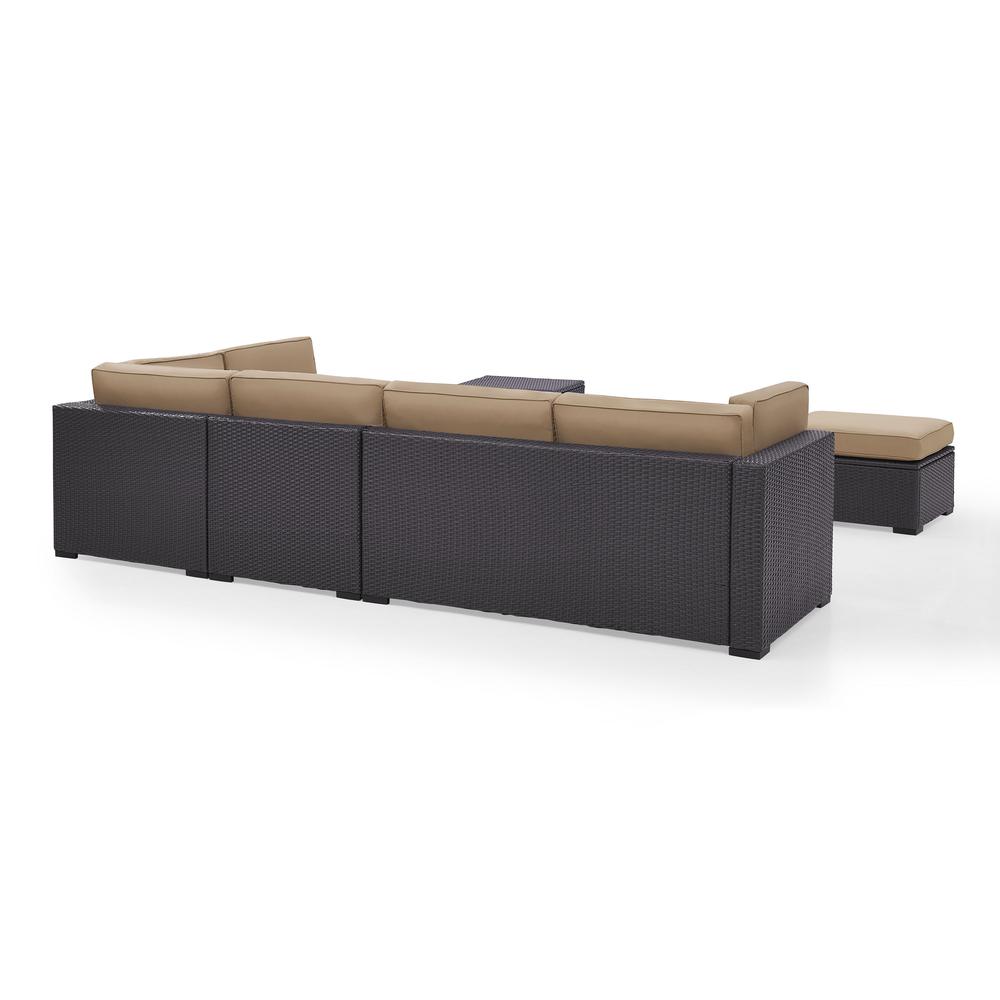 Biscayne 6Pc Outdoor Wicker Sectional Set Mocha/Brown - Armless Chair, Coffee Table, 2 Loveseats, & 2 Ottomans. Picture 4