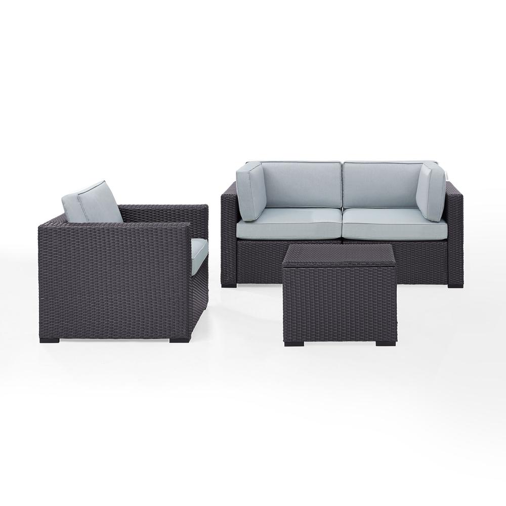 Biscayne 4Pc Outdoor Wicker Sectional Set Mist/Brown - 2 Corner Chairs, Arm Chair, Coffee Table. Picture 2