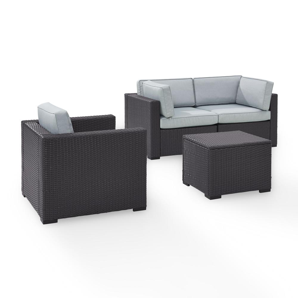 Biscayne 4Pc Outdoor Wicker Conversation Set Mist/Brown - Arm Chair, Coffee Table, & 2 Corner Chairs. Picture 3