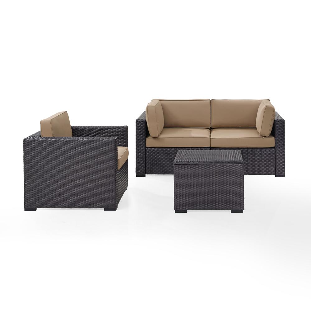 Biscayne 4Pc Outdoor Wicker Sectional Set Mocha/Brown - 2 Corner Chairs, Arm Chair, Coffee Table. Picture 2
