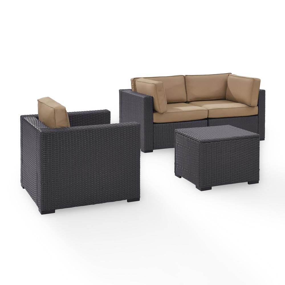 Biscayne 4Pc Outdoor Wicker Sectional Set Mocha/Brown - 2 Corner Chairs, Arm Chair, Coffee Table. Picture 3