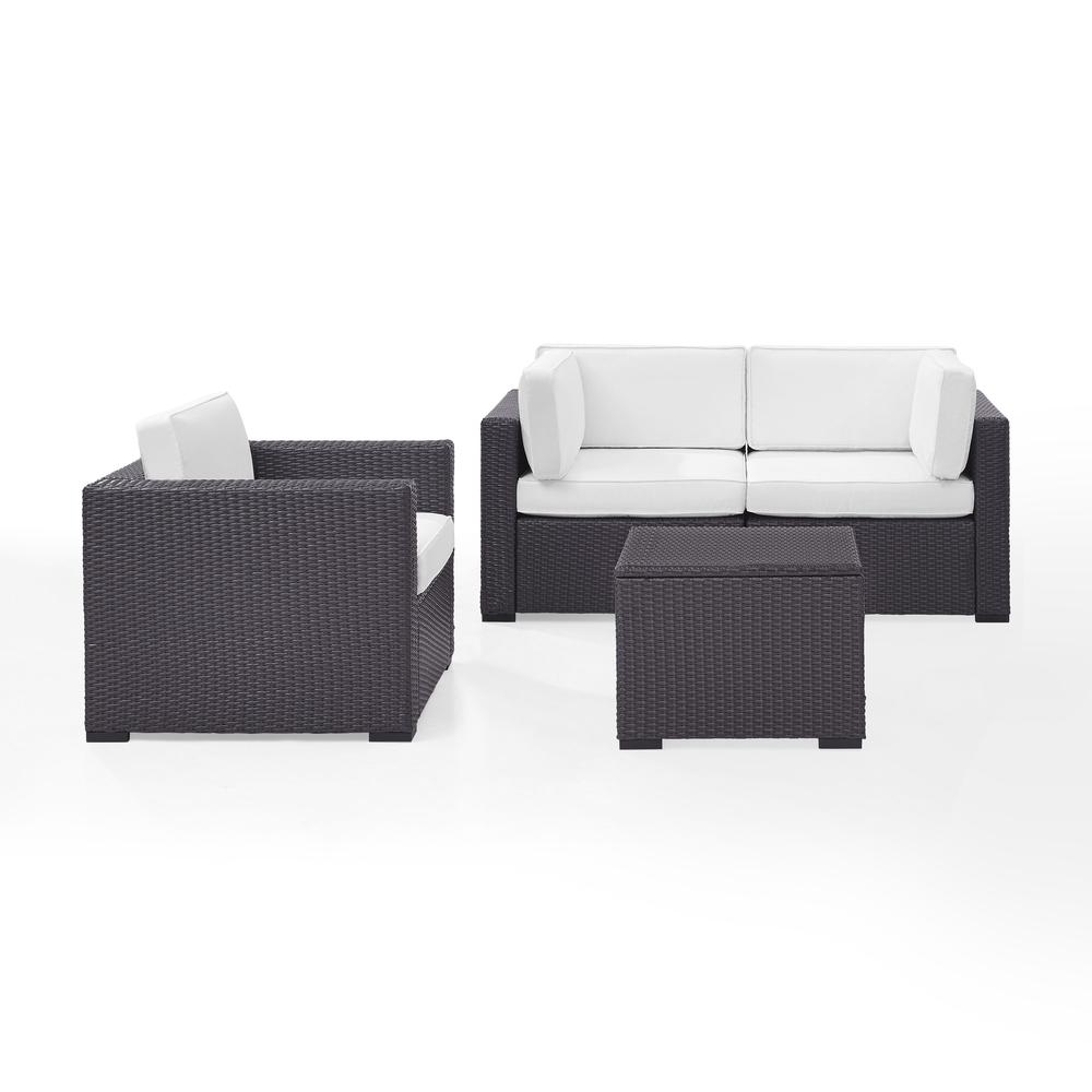 Biscayne 4Pc Outdoor Wicker Sectional Set White/Brown - 2 Corner Chairs, Arm Chair, Coffee Table. Picture 2