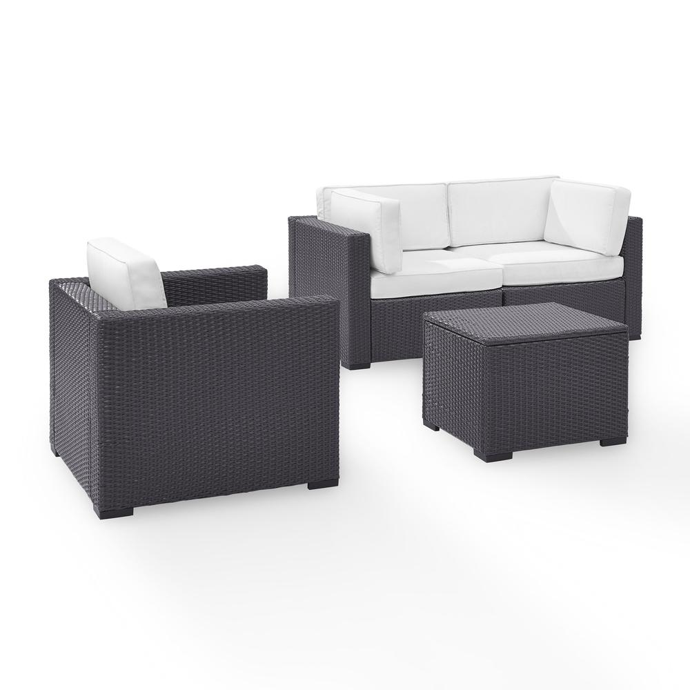 Biscayne 4Pc Outdoor Wicker Sectional Set White/Brown - 2 Corner Chairs, Arm Chair, Coffee Table. Picture 3