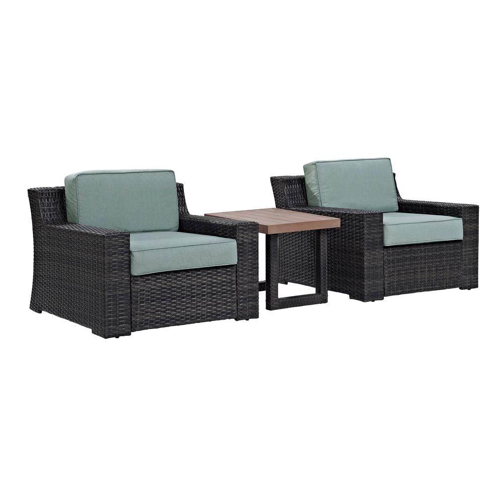 Beaufort 3Pc Outdoor Wicker Chair Set Mist/Brown - Side Table & 2 Chairs. Picture 1