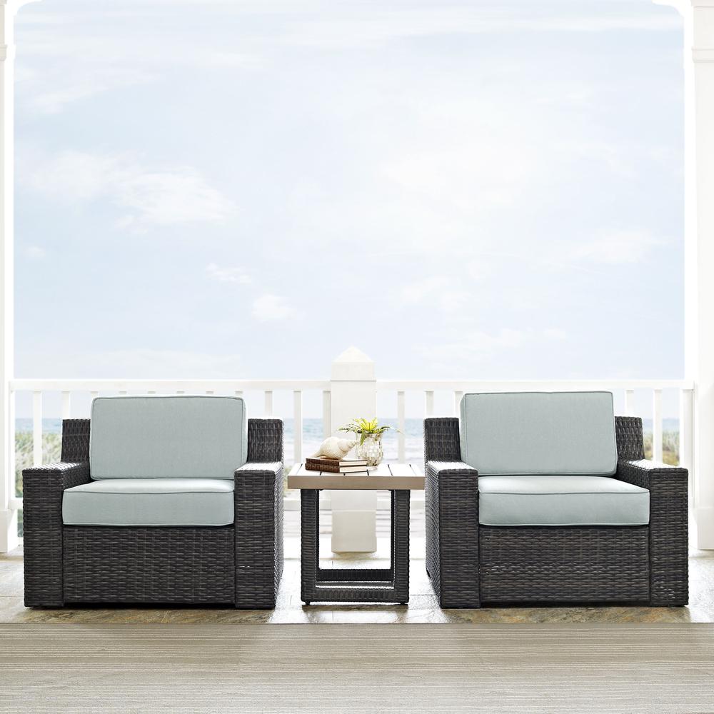 Beaufort 3Pc Outdoor Wicker Chat Set Mist/Brown - 2 Chairs, Side Table. Picture 1