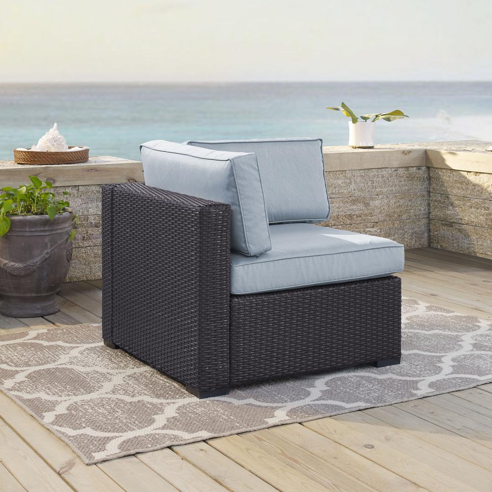 Biscayne Outdoor Wicker Corner Chair Mist/Brown. Picture 2