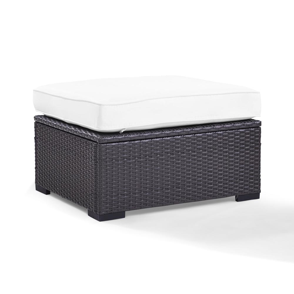 Biscayne Outdoor Wicker Ottoman White/Brown. Picture 4