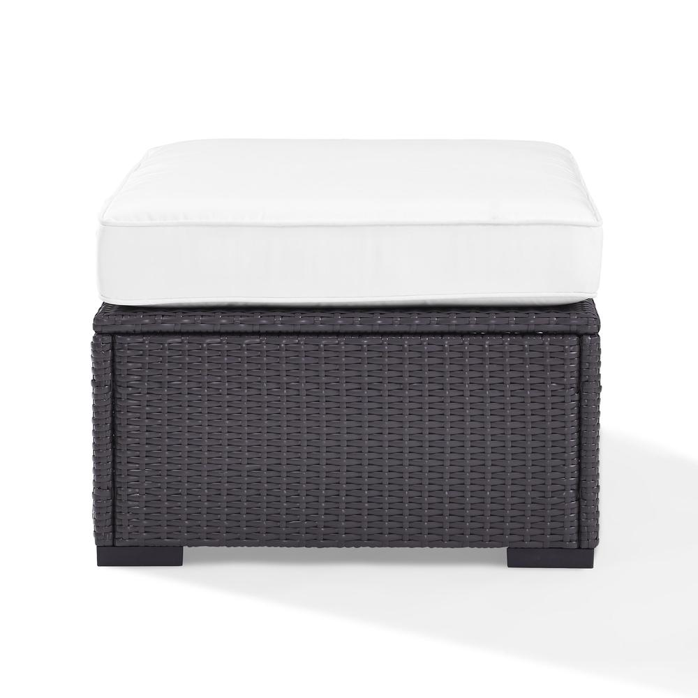 Biscayne Outdoor Wicker Ottoman White/Brown. Picture 5