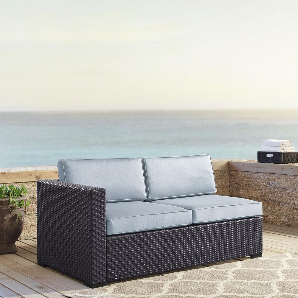 Biscayne Outdoor Wicker Sectional Loveseat Mist/Brown. The main picture.