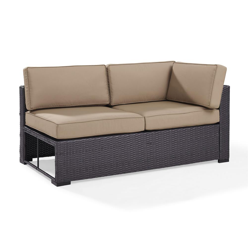 Biscayne Outdoor Wicker Sectional Loveseat Mocha/Brown. Picture 3