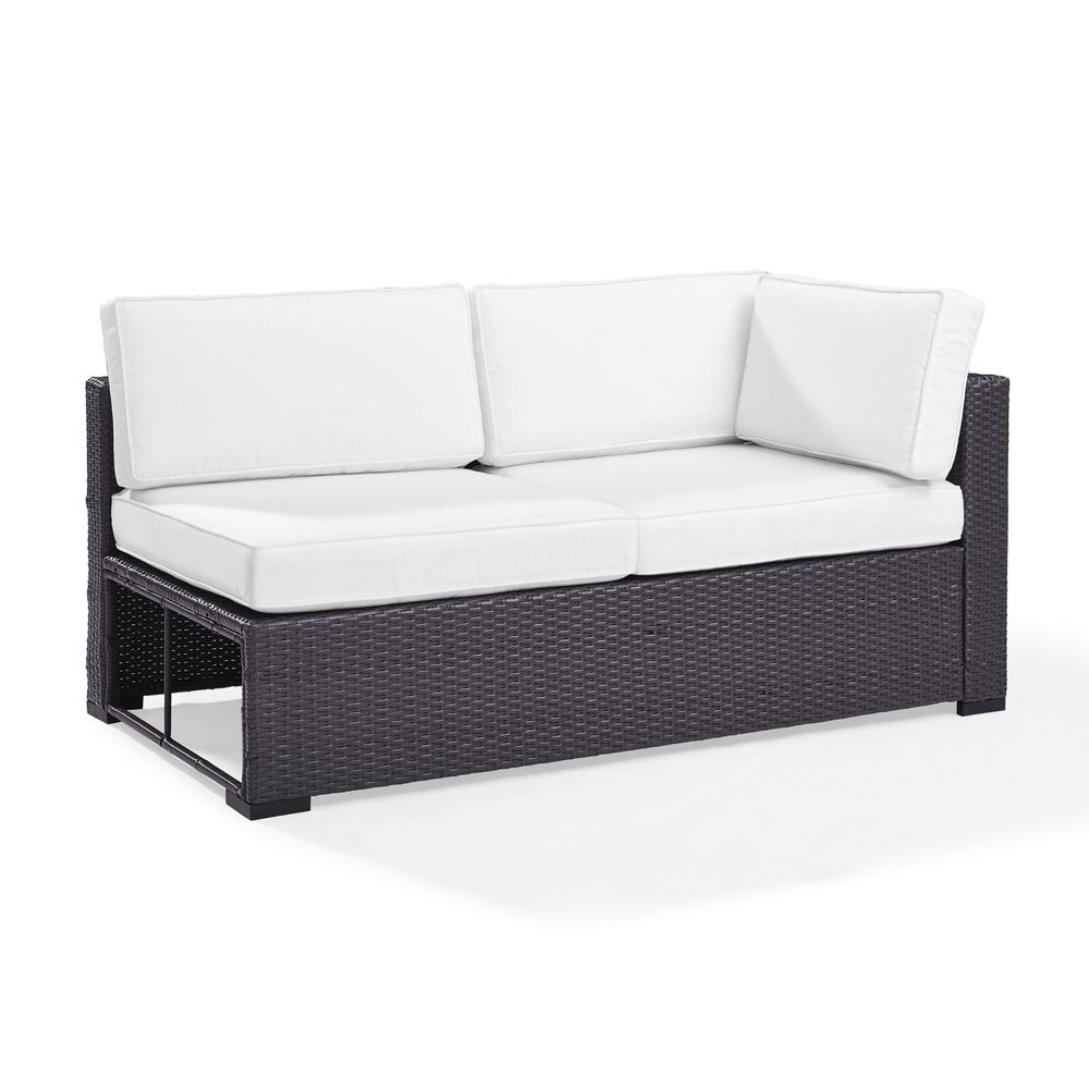 Biscayne Outdoor Wicker Sectional Loveseat White/Brown. Picture 4