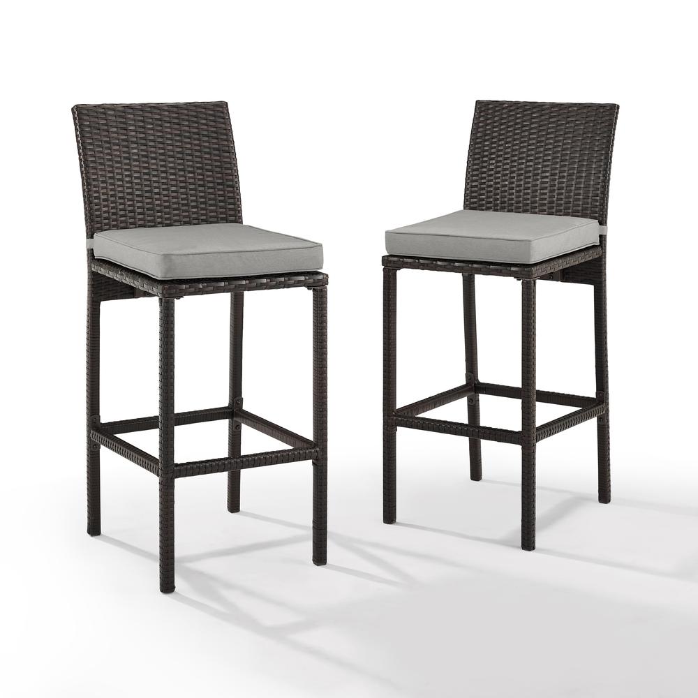 Palm Harbor 2Pc Outdoor Wicker Bar Stool Set Gray/Brown - 2 Bar Height Bar Stools. Picture 6