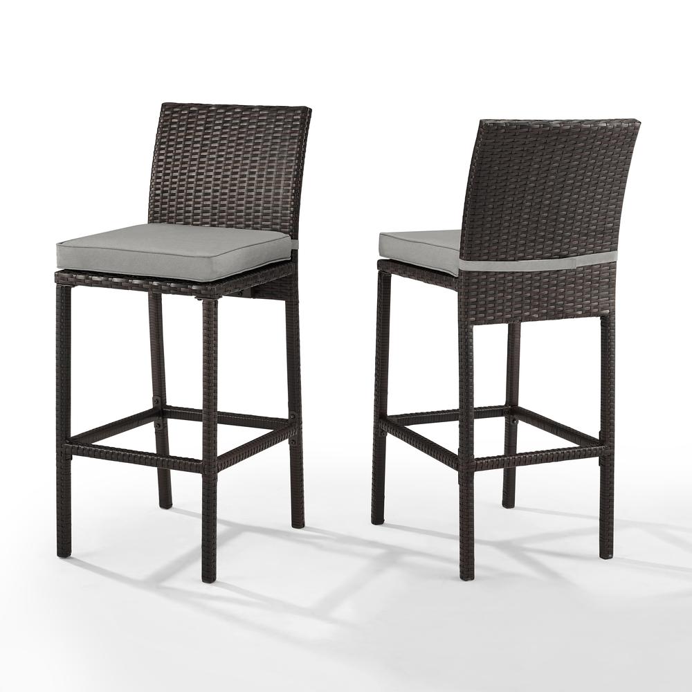 Palm Harbor 2Pc Outdoor Wicker Bar Stool Set Gray/Brown - 2 Bar Height Bar Stools. Picture 7
