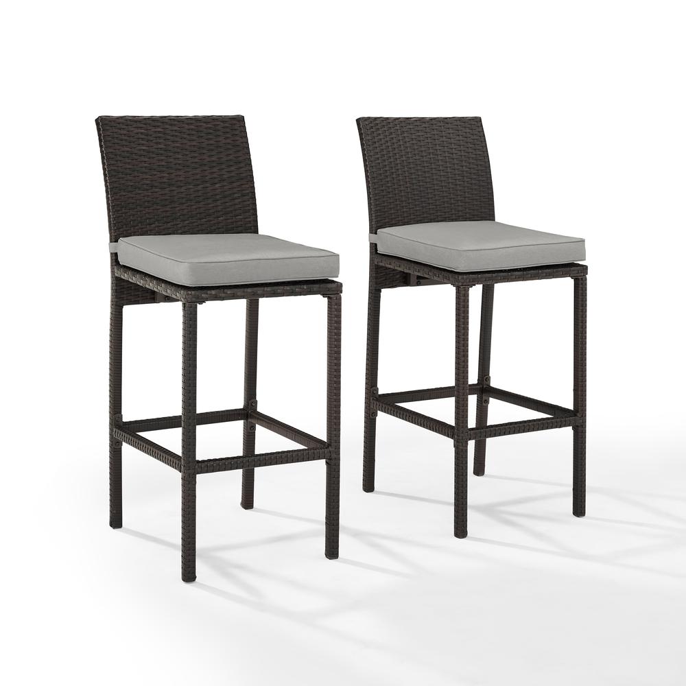 Palm Harbor 2Pc Outdoor Wicker Bar Stool Set Gray/Brown - 2 Bar Height Bar Stools. Picture 8