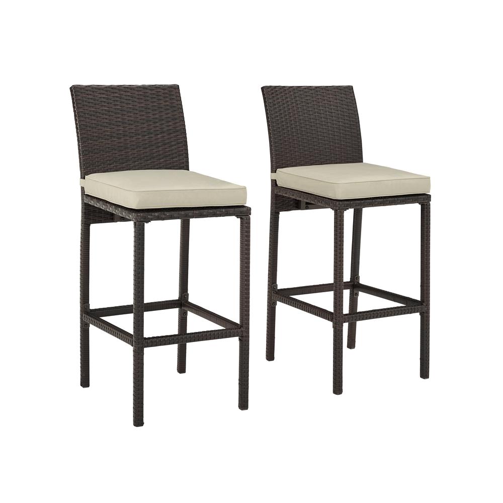 Palm Harbor 2Pc Outdoor Wicker Bar Stool Set Sand/Brown - 2 Bar Height Bar Stools. Picture 3