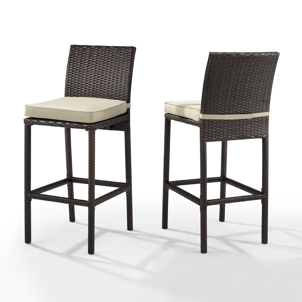 Palm Harbor 2Pc Outdoor Wicker Bar Stool Set Sand/Brown - 2 Bar Height Bar Stools. Picture 7