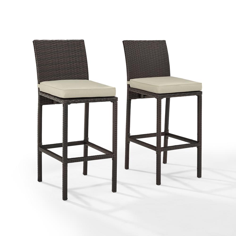 Palm Harbor 2Pc Outdoor Wicker Bar Stool Set Sand/Brown - 2 Bar Height Bar Stools. Picture 8
