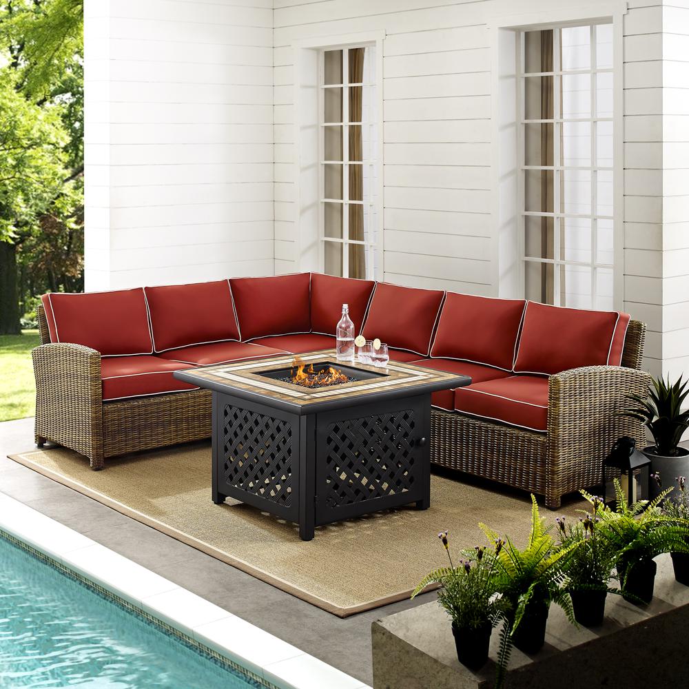Bradenton 5Pc Outdoor Wicker Sectional Set W/Fire Table. Picture 3
