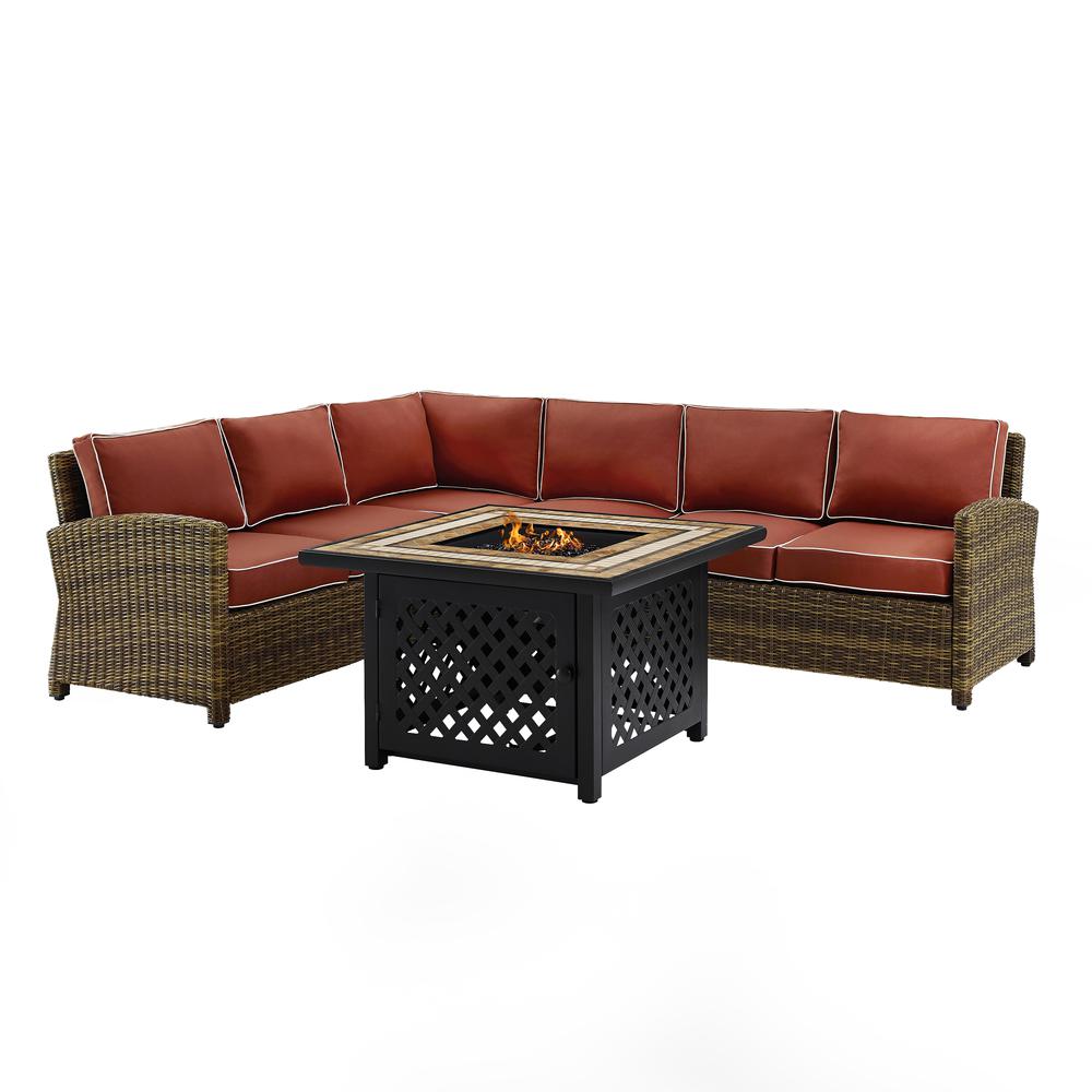 Bradenton 5Pc Outdoor Wicker Sectional Set W/Fire Table. Picture 4