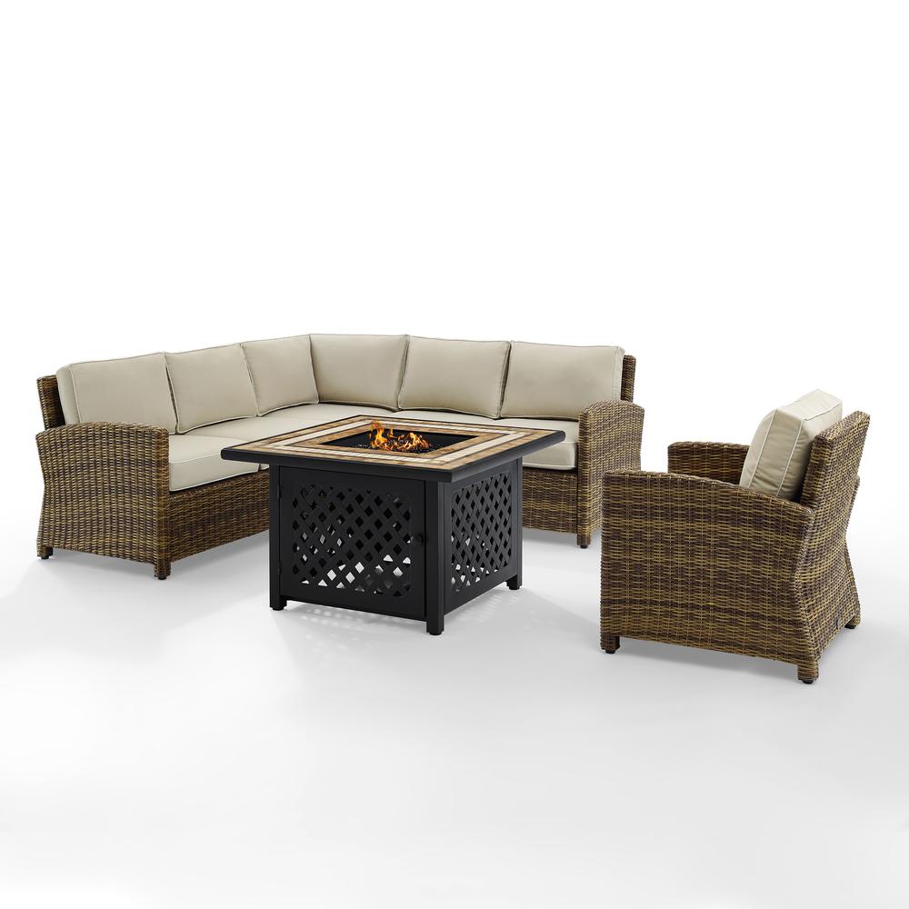 Bradenton 5Pc Outdoor Wicker Sectional Set Weathered Brown/Sand. Picture 8