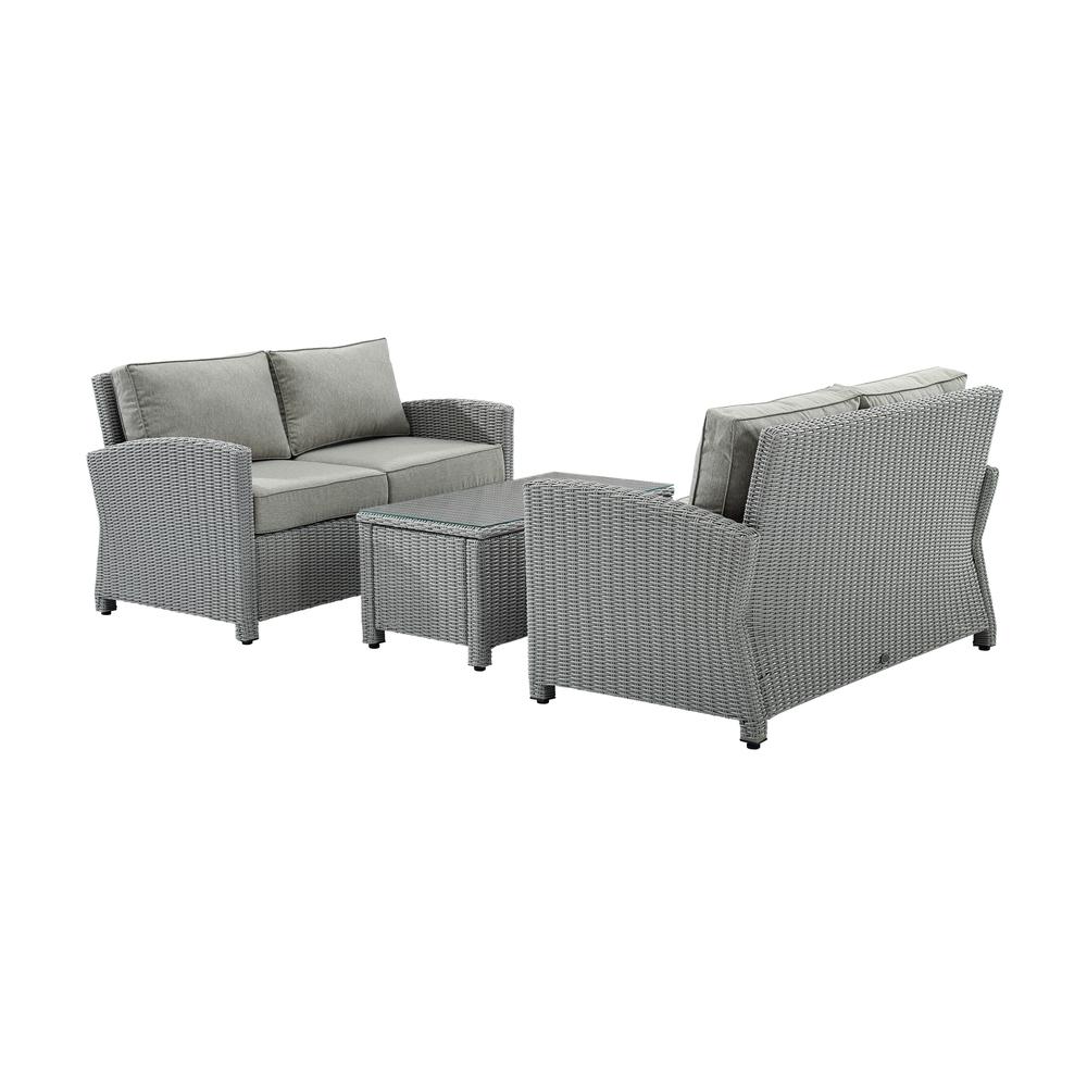 Bradenton 3Pc Outdoor Wicker Conversation Set Gray/Gray - 2 Loveseats & One Coffee Table. Picture 1