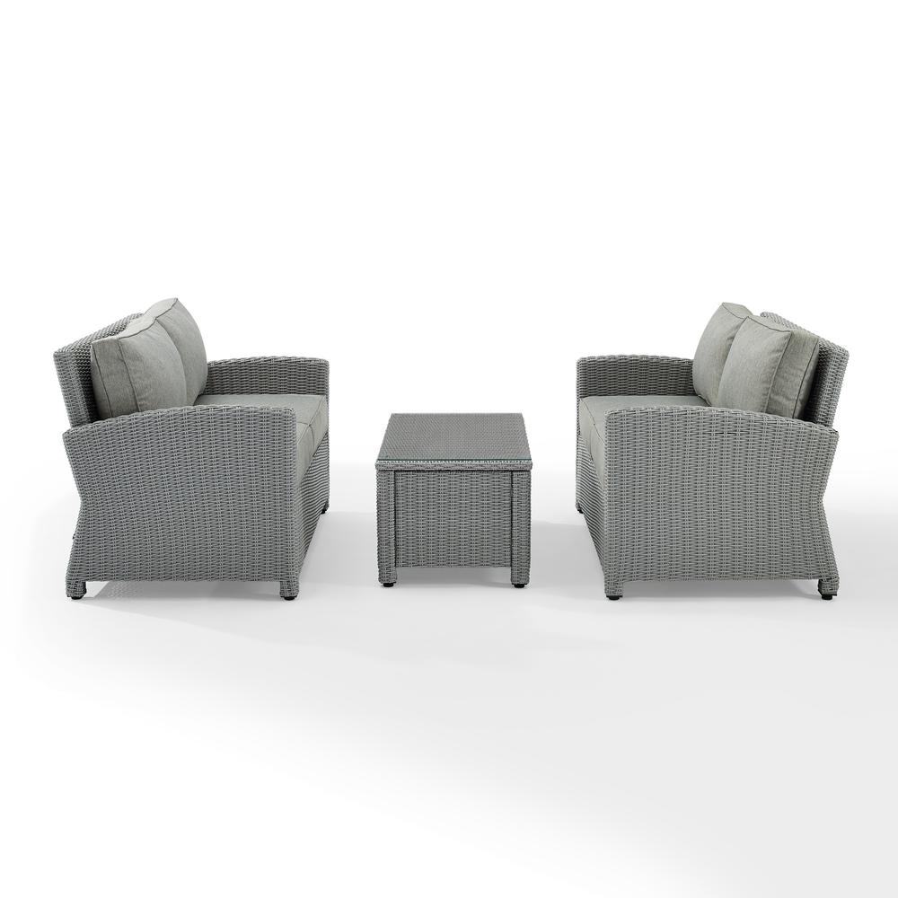 Bradenton 3Pc Outdoor Wicker Conversation Set Gray/Gray - 2 Loveseats & One Coffee Table. Picture 8