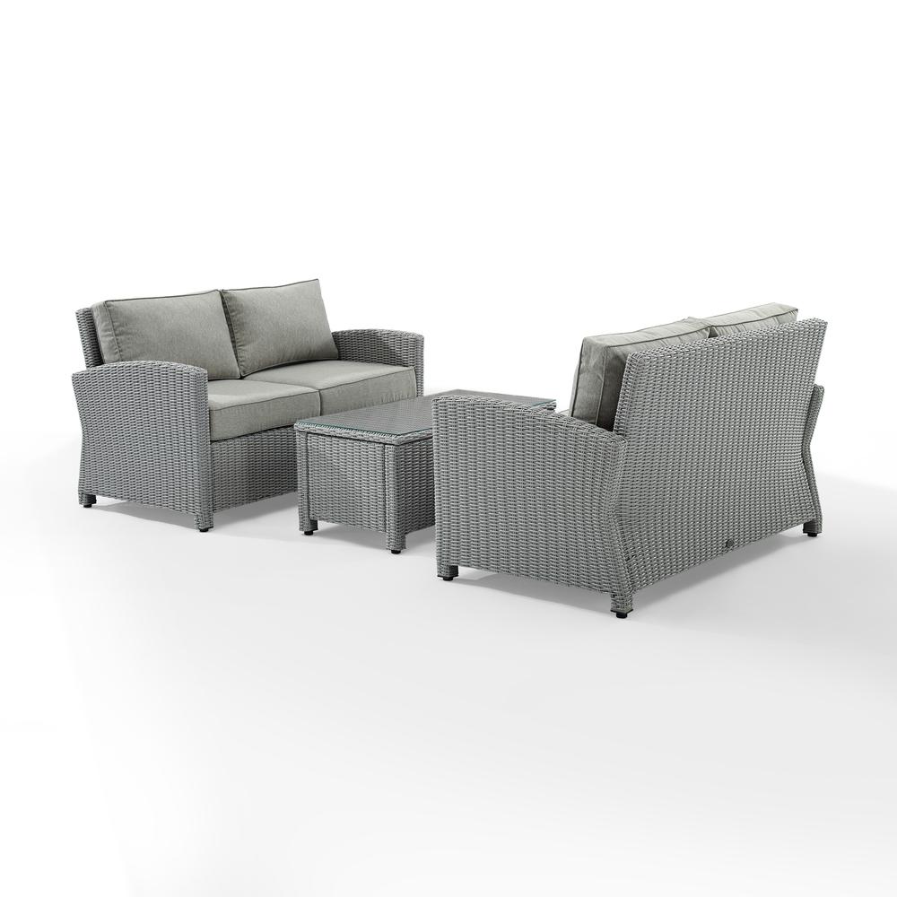 Bradenton 3Pc Outdoor Wicker Conversation Set Gray/Gray - 2 Loveseats & One Coffee Table. Picture 9