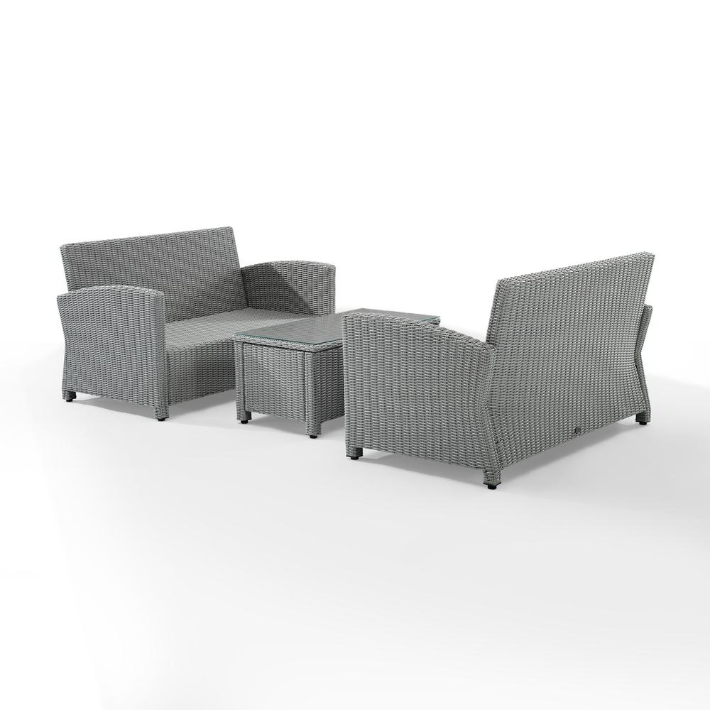 Bradenton 3Pc Outdoor Wicker Conversation Set Gray/Gray - 2 Loveseats & One Coffee Table. Picture 10
