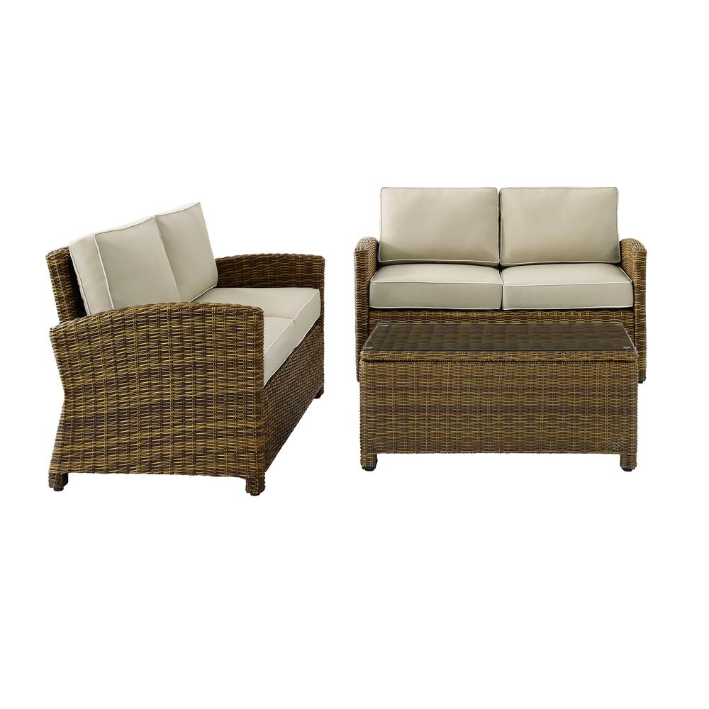 Bradenton 3Pc Outdoor Wicker Conversation Set Sand/Weathered Brown - Coffee Table & 2 Loveseats. Picture 4